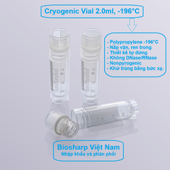 50 chiếc Lọ 2ml trữ lạnh -196°C, ren trong/ngoài, vô trùng, nắp vặn mầu trắng, Biosharp