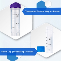 Lọ trữ lạnh 1.0ml, 25 cái/túi- tiệt trùng, ren ngoài- có mã vạch (-196°C) Biologix