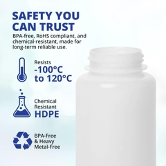 Chai nhựa HDPE mầu trắng, miệng rộng 500ml-1000ml (HDPE Bottles-Natural) Biologix- USA