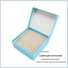 Hộp đựng 81-100 vị trí Cryotube 0.5-2.0ml, chất liệu Cardboard, nắp có bản lề, Biosharp