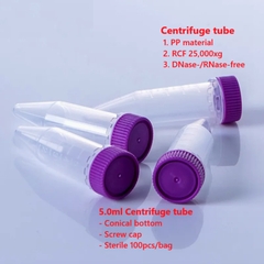 Ống ly tâm 5ml đáy V, nắp vặn, tiệt trùng, 25.000xg (Centrifuge tube), nhiều màu, Biosharp