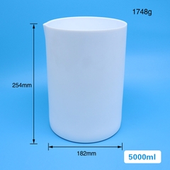 Cốc nhựa PTFE/Teflon có mỏ (PTFE Beakers), 2 lít/3 lít/5 lít/ 10 lít (gồm nắp), Chính hãng