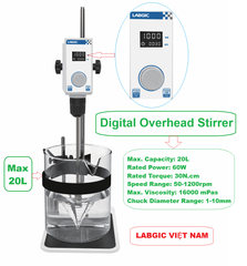 Máy khuấy đũa kỹ thuật số, dung tích 20 lít, 50-1200rpm, Digital Stirrer, LABGIC