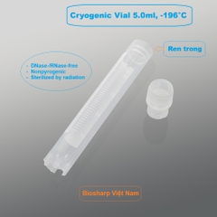 50 chiếc Lọ 5.0ml trữ lạnh -196°C, ren trong/ngoài, vô trùng, nắp vặn mầu trắng, Biosharp