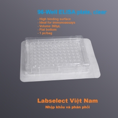 Đĩa ELISA 96 giếng 360μL, đáy phẳng, bề mặt liên kết cao, mầu trong, ELISA plate, LABSELECT