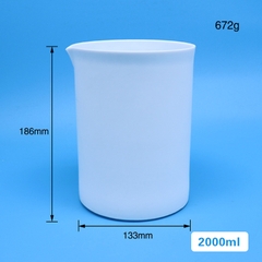 Cốc nhựa PTFE/Teflon có mỏ (PTFE Beakers), 2 lít/3 lít/5 lít/ 10 lít (gồm nắp), Chính hãng