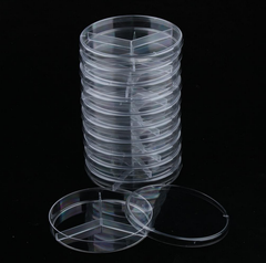 10 đĩa Petri nhựa 90mm, chia 2, 3, 4 ngăn, tiệt trùng 10 cái/túi, hãng Biosharp