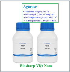 Agarose dùng cho điện di, 100g-500g-1kg, mã BS081, hàng có sẵn, hãng Biosharp
