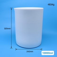 Cốc nhựa PTFE/Teflon có mỏ (PTFE Beakers), 2 lít/3 lít/5 lít/ 10 lít (gồm nắp), Chính hãng