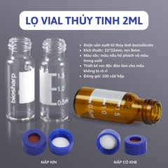 Lọ Vial 2mL trắng/nâu dùng cho sắc ký, nắp vặn-chia vạch (Glass Vials), hãng Biosharp tekcovina