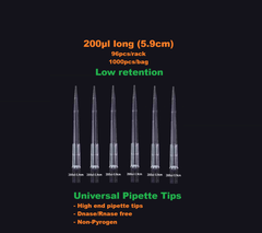 Đầu côn/ đầu típ 10μl-1250μl bám dính thấp, 96 típ/hộp-1000 típ/gói (Pipette tips), Fcommbio