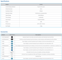 Máy Vortex Mixer màn hình cảm ứng, tốc độ 300-3000rpm, biên độ 3mm, L-VM-C, hãng LABGIC