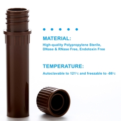 Ống đựng mẫu 2ml màu nâu, 500 chiếc/hộp (gồm Ống+Nắp), (Cryotube brown), Biologix