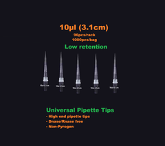 Đầu côn/ đầu típ 10μl-1250μl bám dính thấp, 96 típ/hộp-1000 típ/gói (Pipette tips), Fcommbio