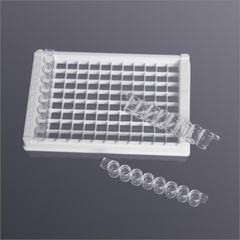 Dải đĩa 8 giếng, đáy bằng-nắp phẳng (8-Well Plate Strips), Hãng Labselect, mã 32221