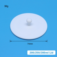 Cốc nhựa PTFE/Teflon có mỏ (PTFE Beakers),150ml/200ml/300ml/400ml (gồm nắp), Chính hãng