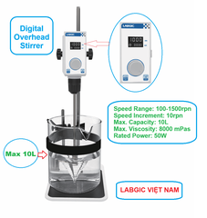 Máy khuấy đũa kỹ thuật số, dung tích 10 lít, 100-1500rpm, Digital Stirrer, LABGIC