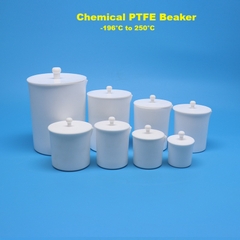 Cốc nhựa PTFE/Teflon có mỏ (PTFE Beakers),150ml/200ml/300ml/400ml (gồm nắp), Chính hãng