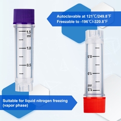 Lọ trữ lạnh 1.5ml, 25 cái/túi- tiệt trùng, ren ngoài- có mã vạch (-196°C) Biologix