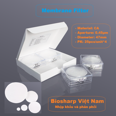 Màng lọc cellulose acetate (CA) đk 13-50mm/0.45µm, 4x25 chiếc/hộp, hãng Biosharp