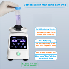 Máy Vortex Mixer màn hình cảm ứng, tốc độ 300-3000rpm, biên độ 3mm, L-VM-C, hãng LABGIC