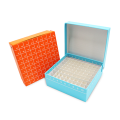 Hộp đựng 81-100 vị trí Cryotube 0.5-2.0ml, chất liệu Cardboard, nắp có bản lề, Biosharp