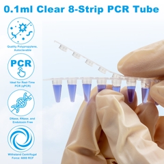 Ống PCR  Strip 0.1ml-0.2ml, nắp phẳng+vòm, 125 strip/hộp ( 8-Strip PCR Tubes), Hãng: Biologix- USA