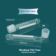 5ml-12ml-14ml- Ống nghiệm nhựa PS/ PP, đáy tròn, chia vạch, 1 cái/túi-Sterile,100 cái/hộp, Biosharp