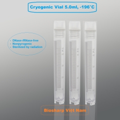 50 chiếc Lọ 5.0ml trữ lạnh -196°C, ren trong/ngoài, vô trùng, nắp vặn mầu trắng, Biosharp