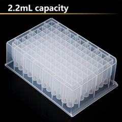 Deep Well Plates 96 giếng vuông, 2.2ml-đáy V, DNase & RNase free, Biologix