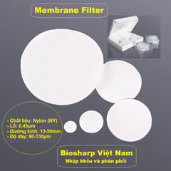 Màng lọc mẫu Nylon (Ny) đk 13-50mm/0.22µm-0.45µm, 4x25 chiếc/hộp, hãng Biosharp