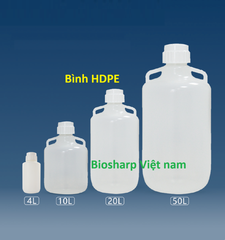 Bình nhựa HDPE 4L, PP-10L-20L-50L, có tay xách, Carboy Without Spigot, hãng Biossharp