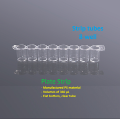 Dải Strip 8-well/ 12-well đáy phẳng, có thể bẻ rời (Strip tubes), Biosharp VN