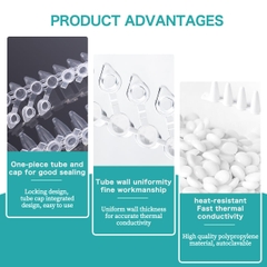 0.2ml PCR 8- Strip nắp phẳng liền ống, hộp 125 Strip, hãng Fcombio-USA