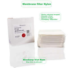 Màng lọc mẫu Nylon tiệt trùng (Ny) đk 47mm/0.22µm-0.45µm, 4x25 chiếc/hộp, hãng Biosharp