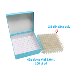 Hộp đựng 81-100 vị trí Cryotube 0.5-2.0ml, chất liệu Cardboard, nắp có bản lề, Biosharp