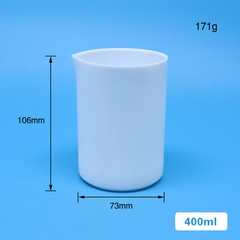 Cốc nhựa PTFE/Teflon có mỏ (PTFE Beakers),150ml/200ml/300ml/400ml (gồm nắp), Chính hãng