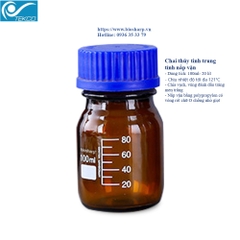 Chai thủy tinh trung tính mầu nâu 100ml-2 lít, nắp vặn, chịu nhiệt 121°C, hãng Biosharp