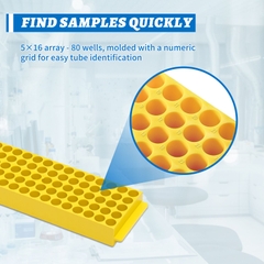 Giá/ Rack để ống ly tâm 1.5-2ml; 80 vị trí, Mã 90-8009, Hãng: Biologix-Mỹ