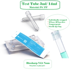 5ml-14ml- Ống nghiệm nhựa PS/ PP, đáy tròn, Không chia vạch, 1 cái/túi-Sterile, Biosharp