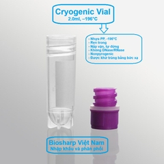 50 chiếc Lọ 2.0ml trữ lạnh -196°C, ren trong/ngoài, vô trùng, nắp vặn mầu tím, Biosharp