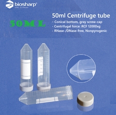 Ống ly tâm (falcon) 15ml/50ml, nắp vặn xám, 12.000xg, tiệt trùng, Centrifuge tube,Biosharp