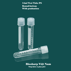 5ml/14ml- Ống nghiệm nhựa PS/ PP, đáy tròn, chia vạch, 25 cái/túi-Sterile, Biosharp