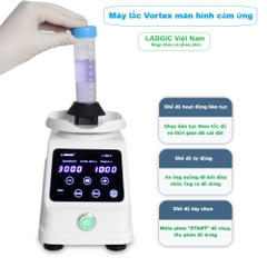 Máy Vortex Mixer màn hình cảm ứng, tốc độ 300-3000rpm, biên độ 3mm, L-VM-C, hãng LABGIC