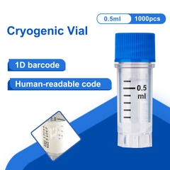 Lọ trữ lạnh 0.5ml, 25 cái/túi- tiệt trùng, ren ngoài- có mã vạch (-196°C) Biologix