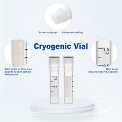 Lọ trữ lạnh -86°C, Cryotube 0.5ml-2.0ml, 50 cái/túi- tiệt trùng, tự đứng-có ron, Brown/ Clear, Biologix