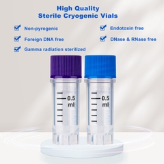 Lọ trữ lạnh 0.5ml, 25 cái/túi- tiệt trùng, ren ngoài- có mã vạch (-196°C) Biologix