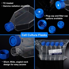 Chai nuôi cấy tế bào 5 chiếc/túi-vô trùng, Nắp kín-Nắp có Filte, Cell Culture Flasks, Biologix-USA
