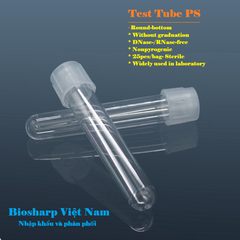 5ml-14ml- Ống nghiệm nhựa PS/ PP, đáy tròn, Không chia vạch, 25 cái/túi-Sterile, Biosharp