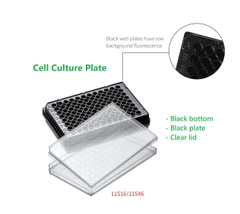 Đĩa/ Phiến nuôi cấy tế bào mầu đen nắp trong suốt 96 Well, đáy phẳng, Sterile, Labselect